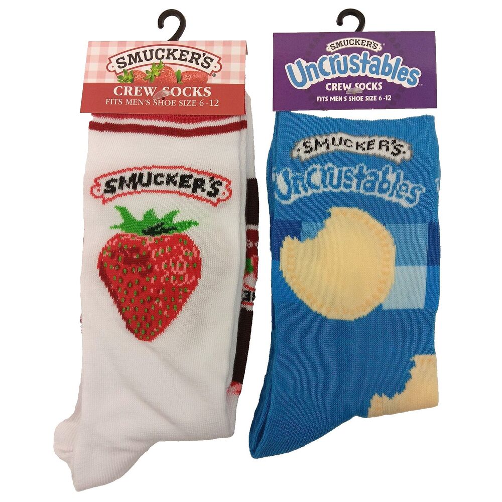 Smuckers Uncrustables Socks Novelty 2 Pair Adult Men Crew Size 6-12 NWT